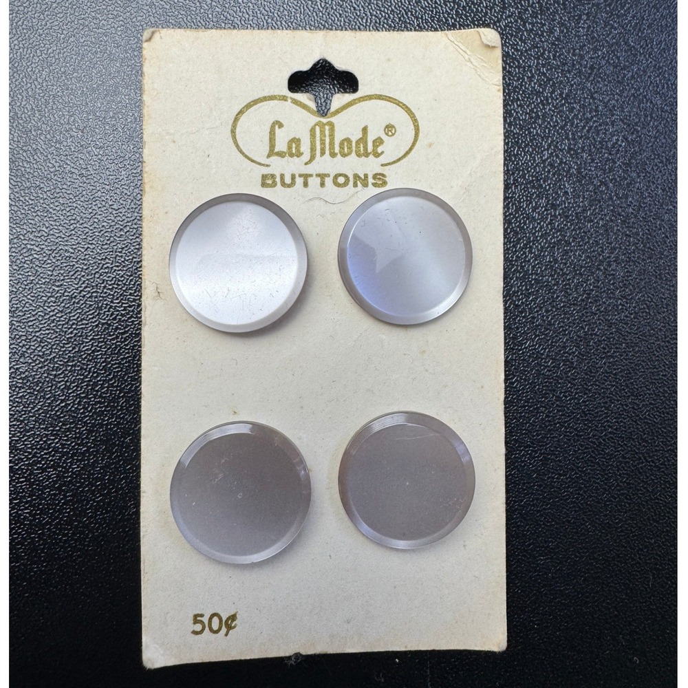 La Mode Vintage Beige Buttons Size 28 3/4in Japan Carded‎ Set 4